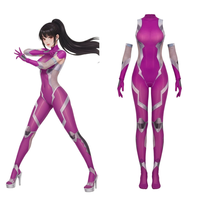 Cyber-Fantasy 10D Ultra-Sheer Bodystocking – Anime Inspired Digital Print-1