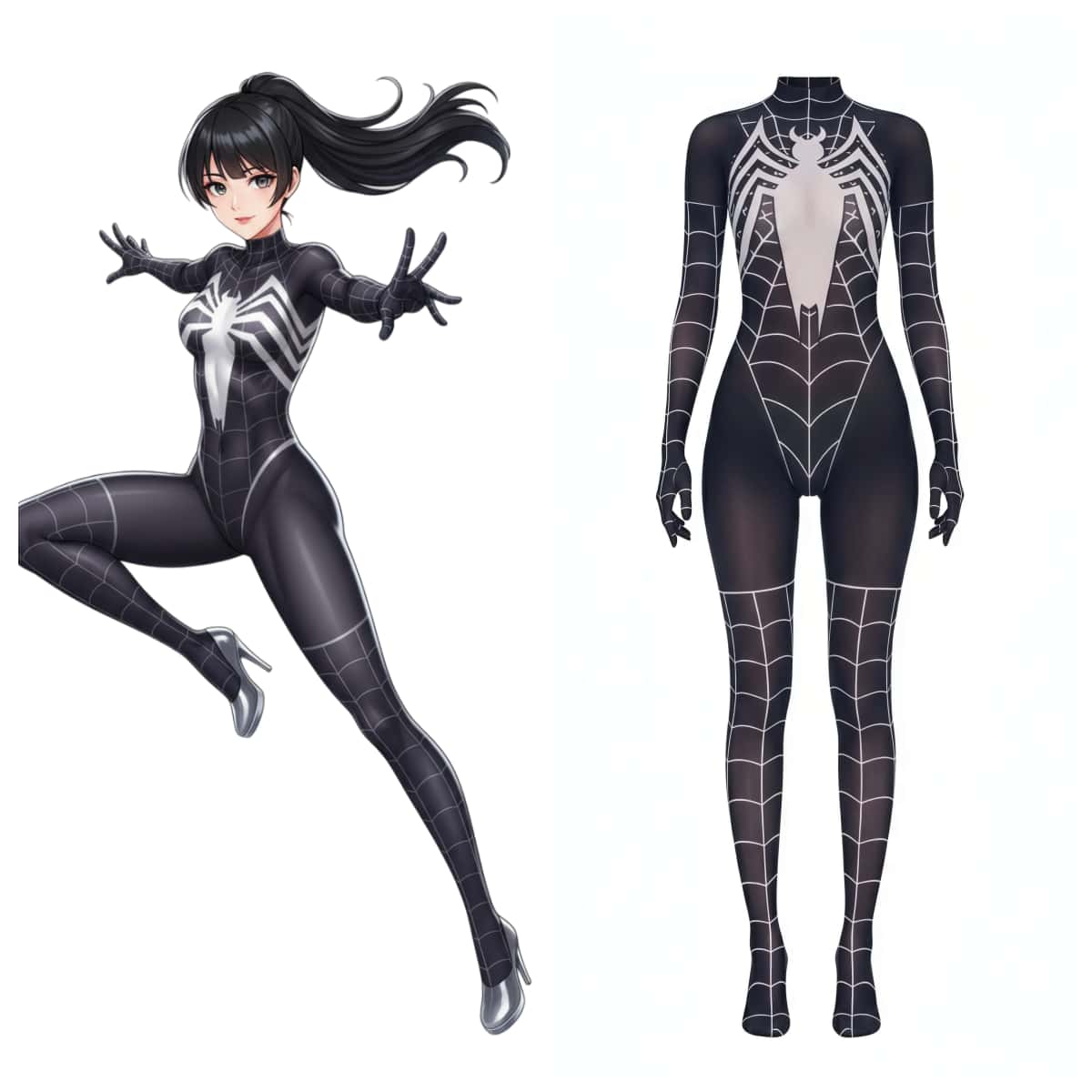Symbiote Spider Girl Sheer 10D Nylon Full Bodysuit Body Stocking Lingerie-1