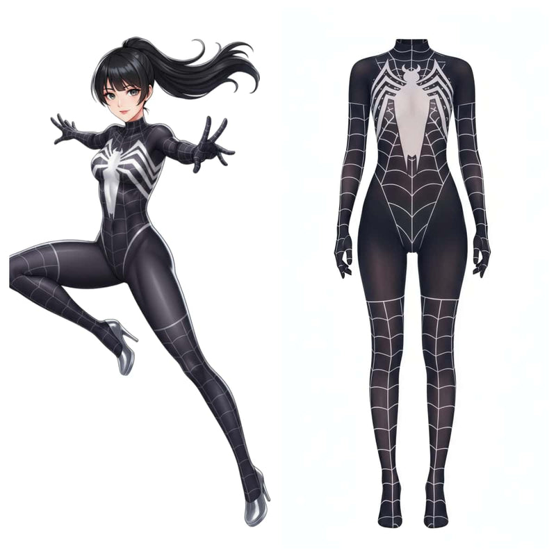 Symbiote Spider Girl Sheer 10D Nylon Full Bodysuit Body Stocking Lingerie-1