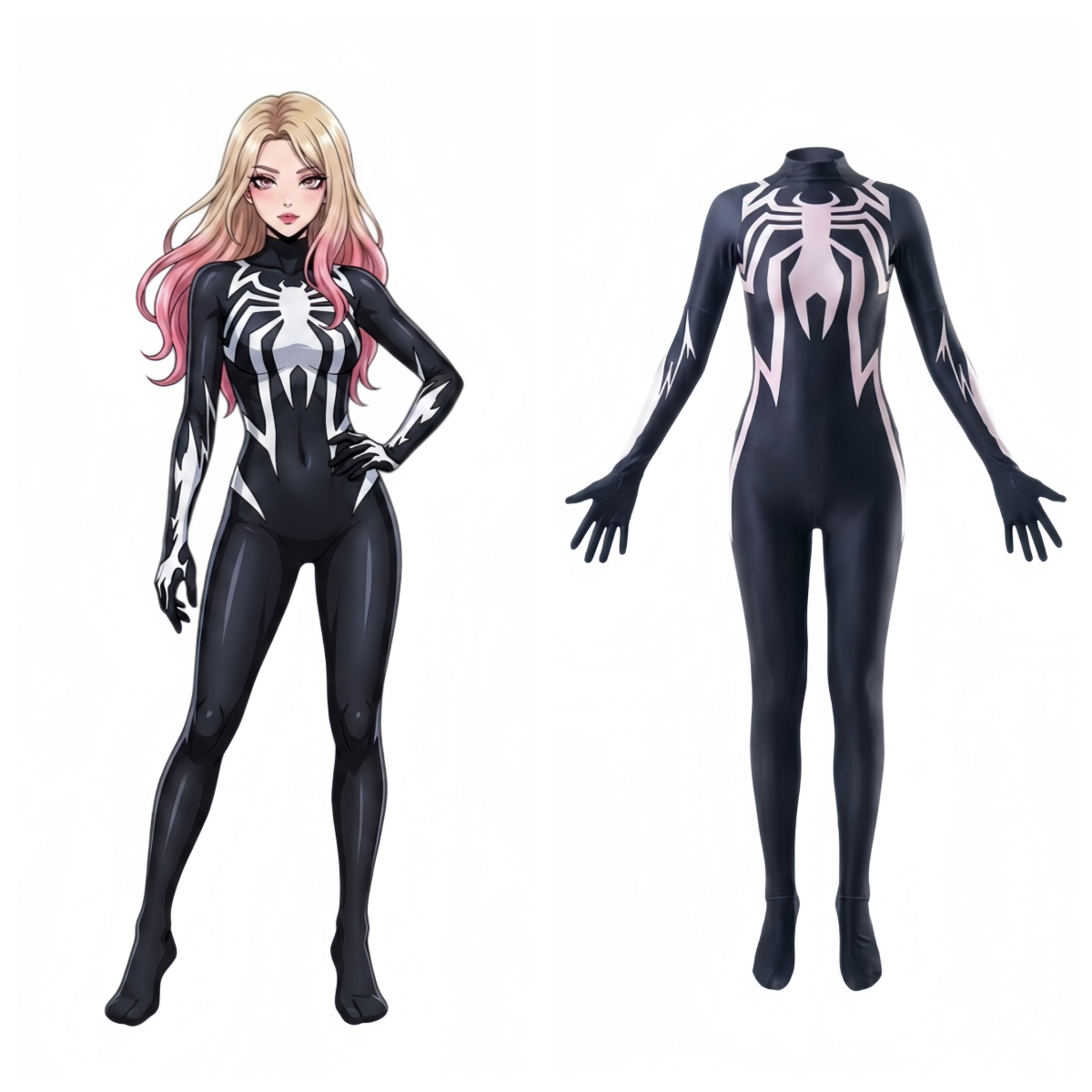 【DISCONTINUED】Symbiote Spider Cosplay Bodysuit | Spandex Black Spider Costume-1