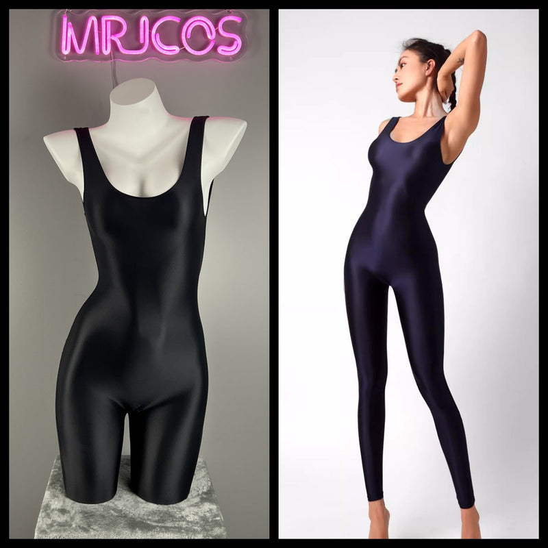 Sleeveless Sheer Spandex Bodysuit Glossy Silky Spandex Yoga Suit Lingerie-1
