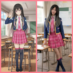 [Inventory Clearance] Anime Cosplay Halloween Costume Set School Uniform with Jacket and Skirt-1