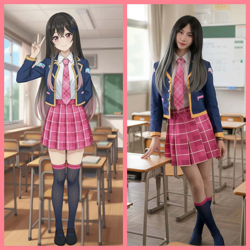 [Inventory Clearance] Anime Cosplay Halloween Costume Set School Uniform with Jacket and Skirt-1