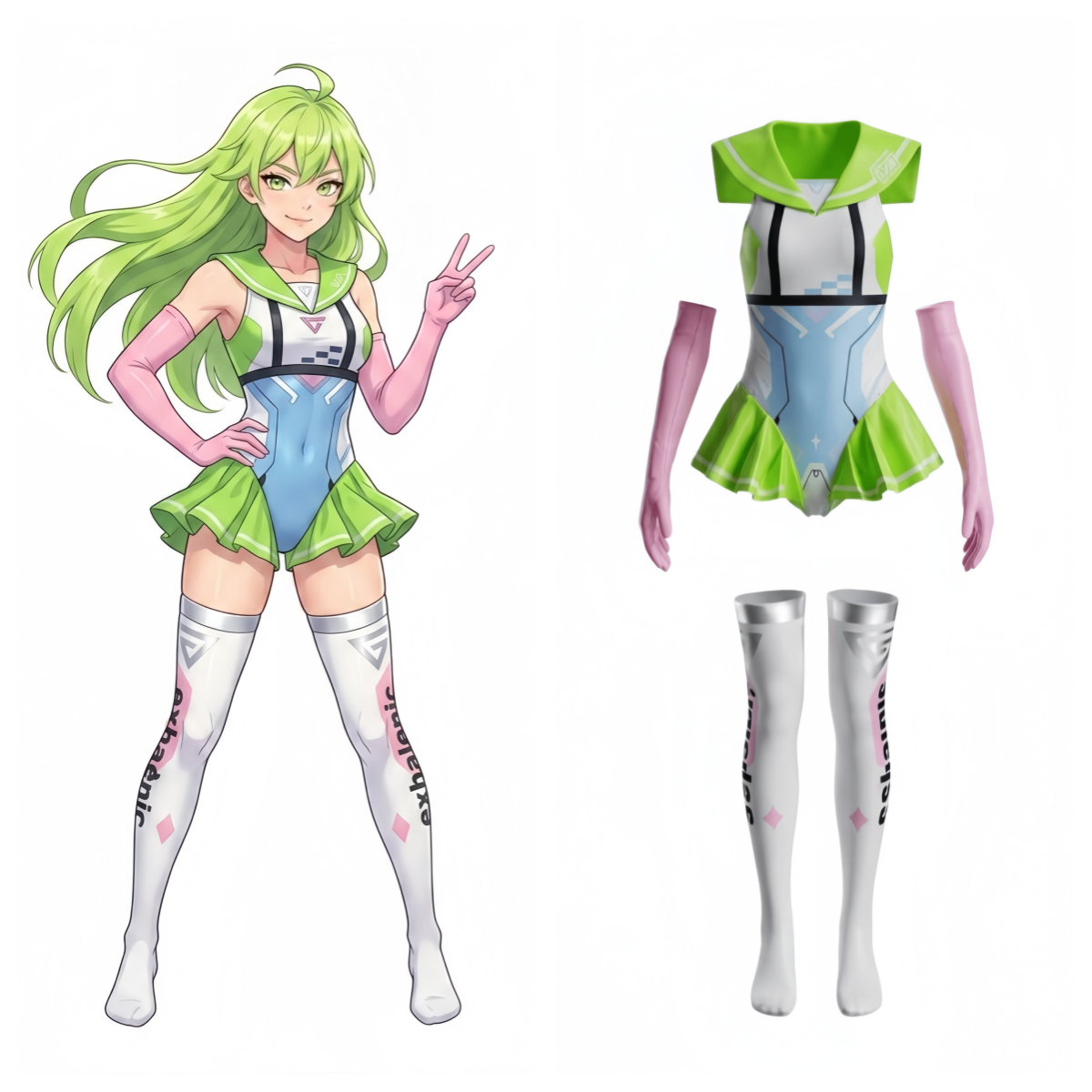 Japanese Anime Girl Spandex Swimwear Racing Suit Wet Suit Race Queen Costume-1