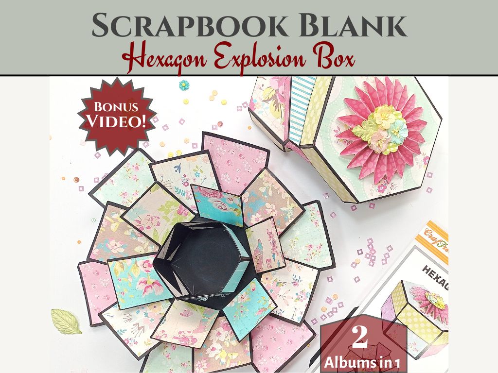 CrafTreat Scrapbook Blanks - Hexagon Explosion Box - Black & Kraft Color-1
