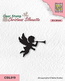 Nellie's Choice Clear Stamp Christmas Silhouette - Angel With Trumpet-1