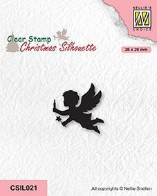 Nellie's Choice Clear Stamp Christmas Silhouette - Angel With Candle-1