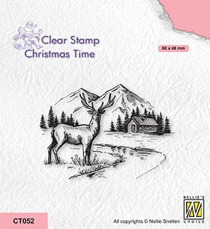 Nellie's Choice Clear Stamp - Christmas Time - Winter Landscape With Deer-1