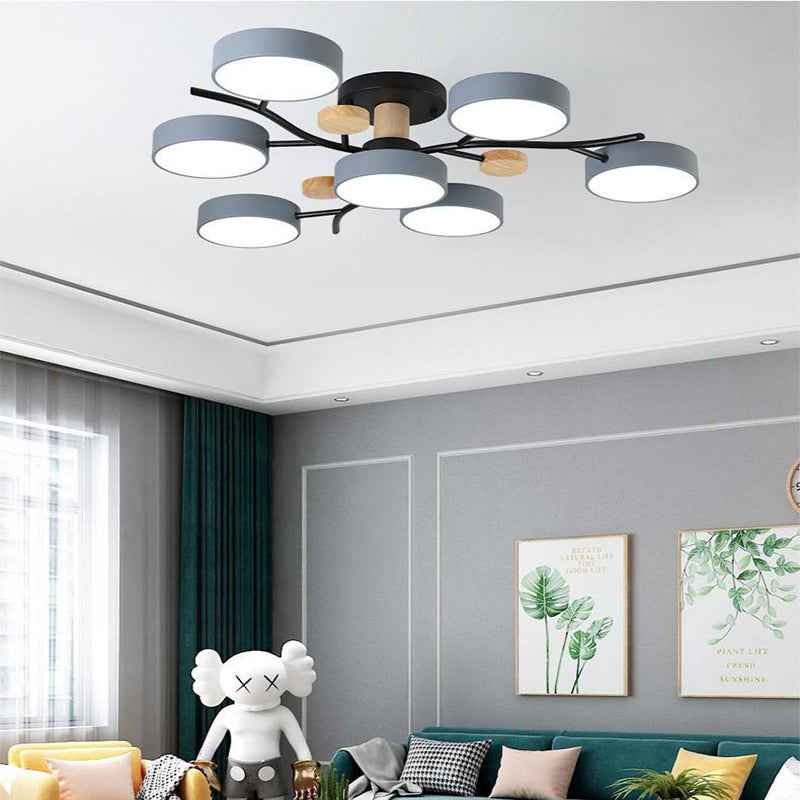 Nordic Simple Log Macaron Living Room LED Ceiling Light-5