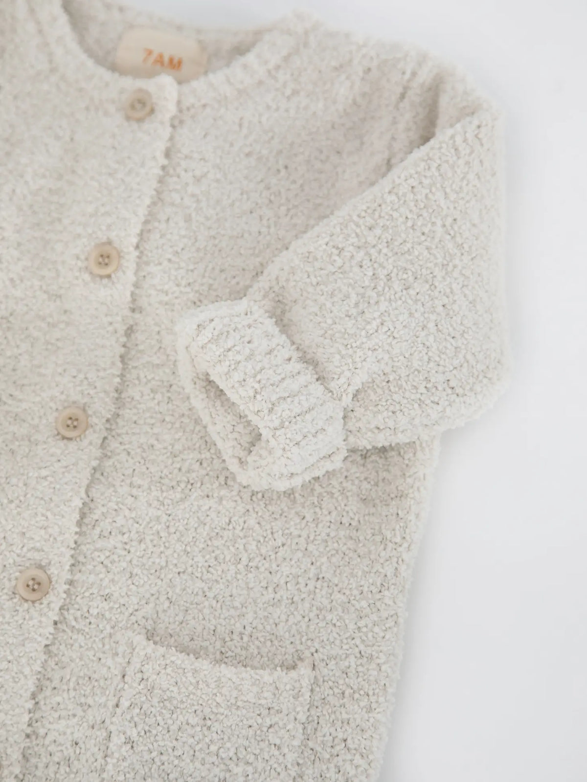 Long Sleeve Romper - Fuzzy | Ecru | 7AM-3