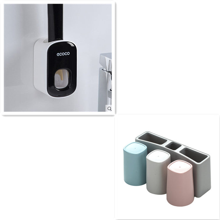 Wall Mounted Automatic Toothpaste Holder Bathroom Accessories Set Dispenser-10