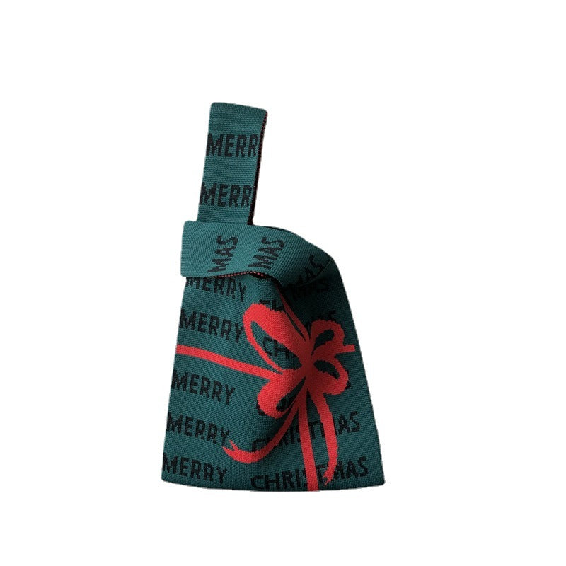 Christmas Knit Tote Bag for Women, Festive Holiday Shoulder Handbag-3