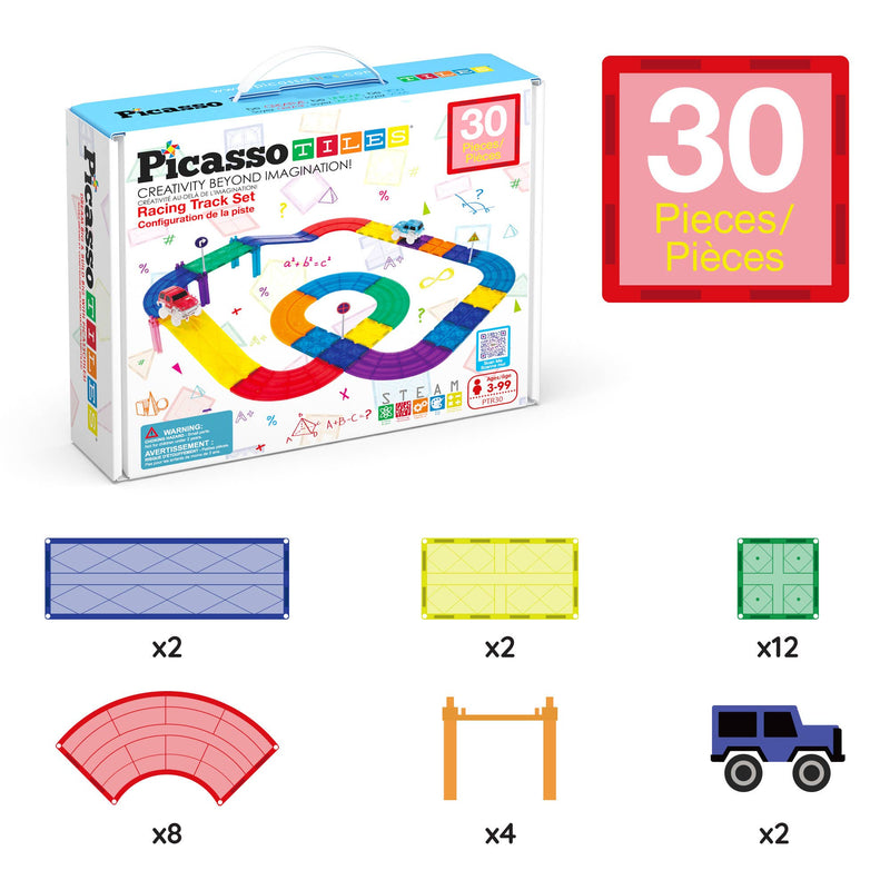 PicassoTiles 30pc Magnetic Race Track Building Set - Ages 3+-2