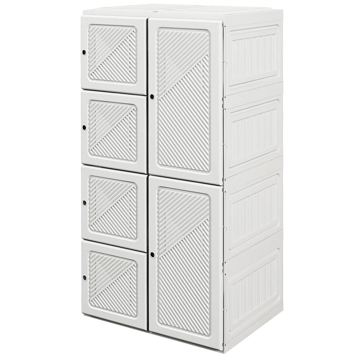 White Portable Wardrobe – Foldable Clothes Storage Organizer with 5 Compartments & Hanging Rod (United States & Canada Delivery Only)-6