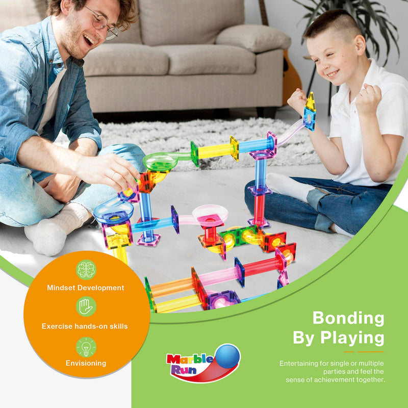 PicassoTiles - PicassoTiles Magnetic Marble Run Set: 70-Piece Set - Ages 3+-7