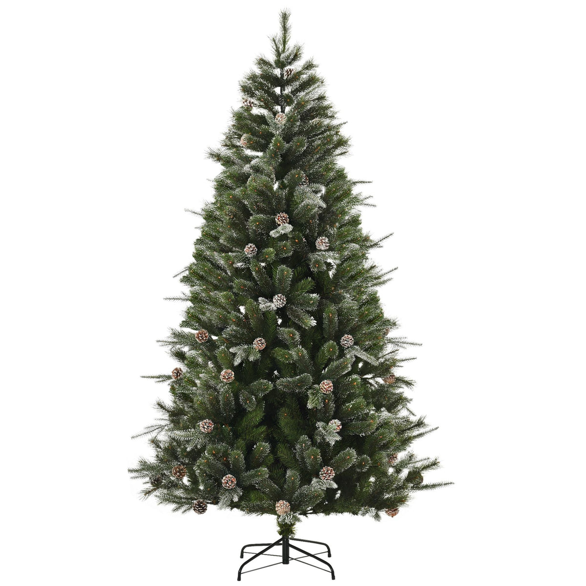 HOMCM 7FT Artificial Christmas Snow Pine Tree Holiday Home Xmas Decoration With Automatic Open, Pinecone, Green (Canada Delivery Only)-1