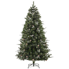 HOMCM 7FT Artificial Christmas Snow Pine Tree Holiday Home Xmas Decoration With Automatic Open, Pinecone, Green (Canada Delivery Only)-1