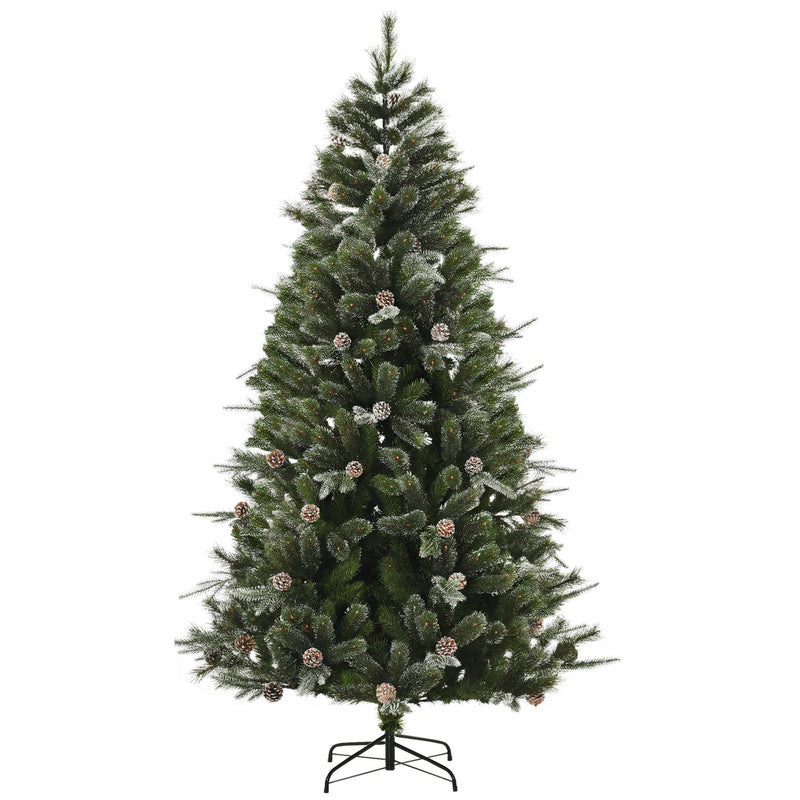 HOMCM 7FT Artificial Christmas Snow Pine Tree Holiday Home Xmas Decoration With Automatic Open, Pinecone, Green (Canada Delivery Only)-1