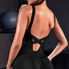 Women’s Cross-Back Sports Jumpsuit – Backless Yoga & Workout Activewear-4