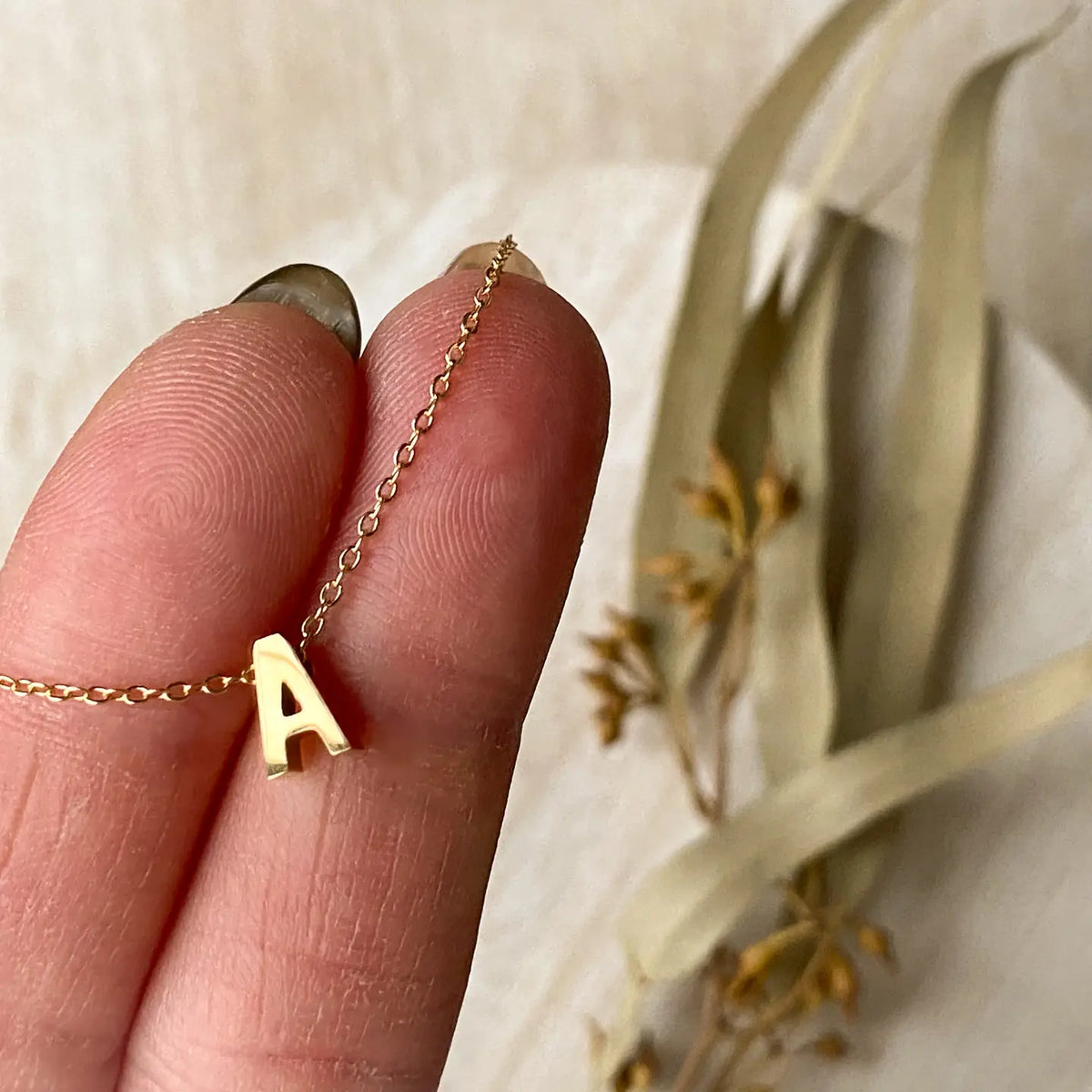 Simple Letter Necklace | Gold Plated | Agaveh-2