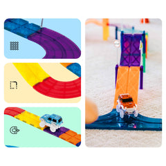 PicassoTiles 30pc Magnetic Race Track Building Set - Ages 3+-5