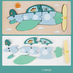 KiddieKickz - Wooden 3D Puzzle Building Toy: Airplane - Ages 2+-1