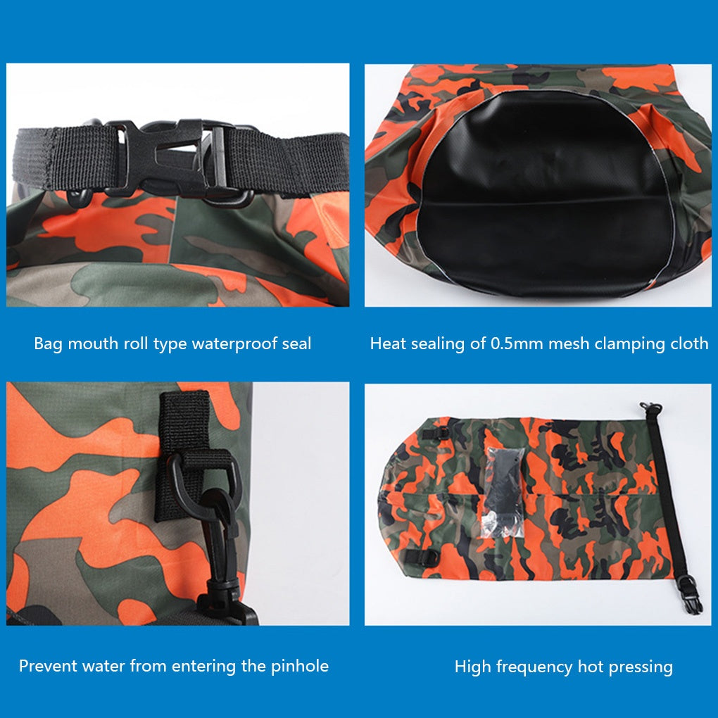 Outdoor Waterproof Bag Camouflage Polyester Double Shoulder Waterproof Bag Portable Beach Backpack-8