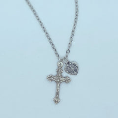 Crucifix with Heart Shaped Miraculous Medal-1