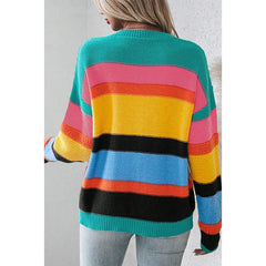 Women’s Retro Drop-Shoulder Sweater – Round Neck Casual Loose-Fit Pullover-8