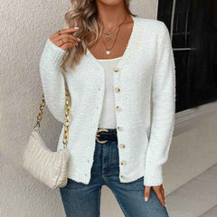 Women’s Loose Button-Front Cardigan – Solid Color Casual Knit Sweater-3