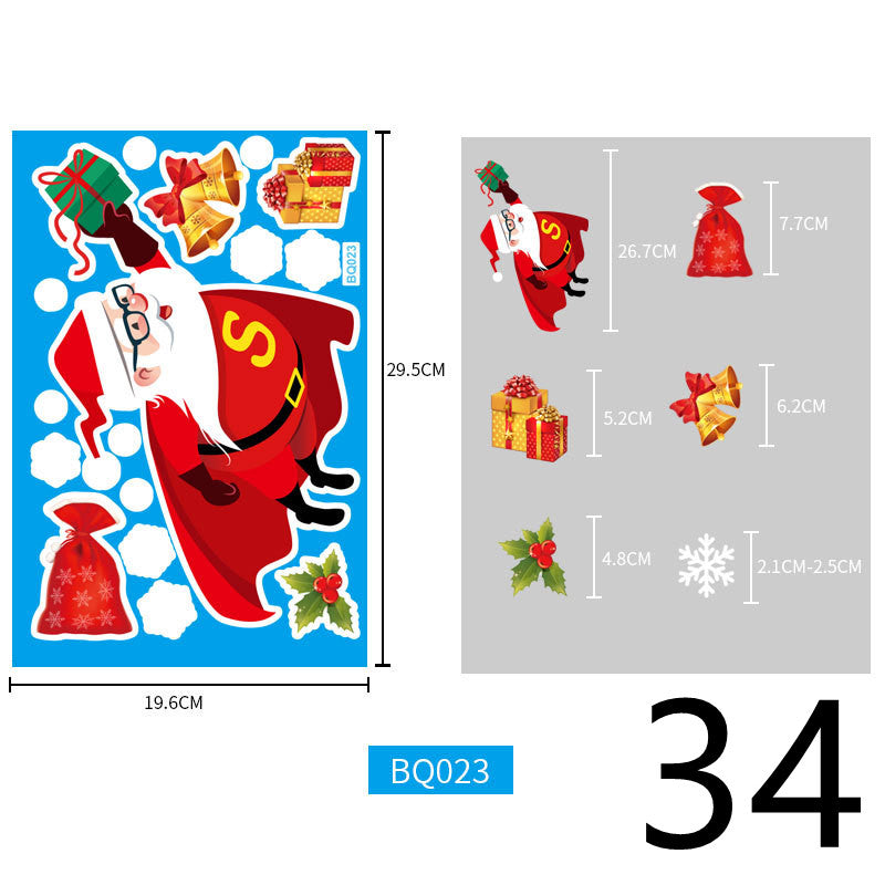 Christmas Decorations Glass Electrostatic Stickers-34