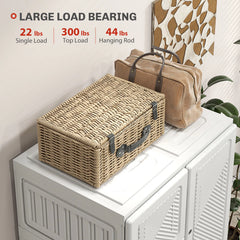 White Portable Wardrobe – Foldable Clothes Storage Organizer with 5 Compartments & Hanging Rod (United States & Canada Delivery Only)-3