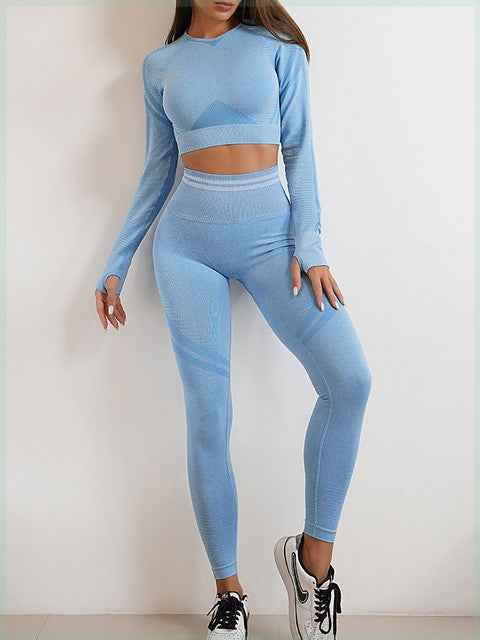 Women’s Seamless Sports Set – Workout Outfit with Booty Yoga Pants-2