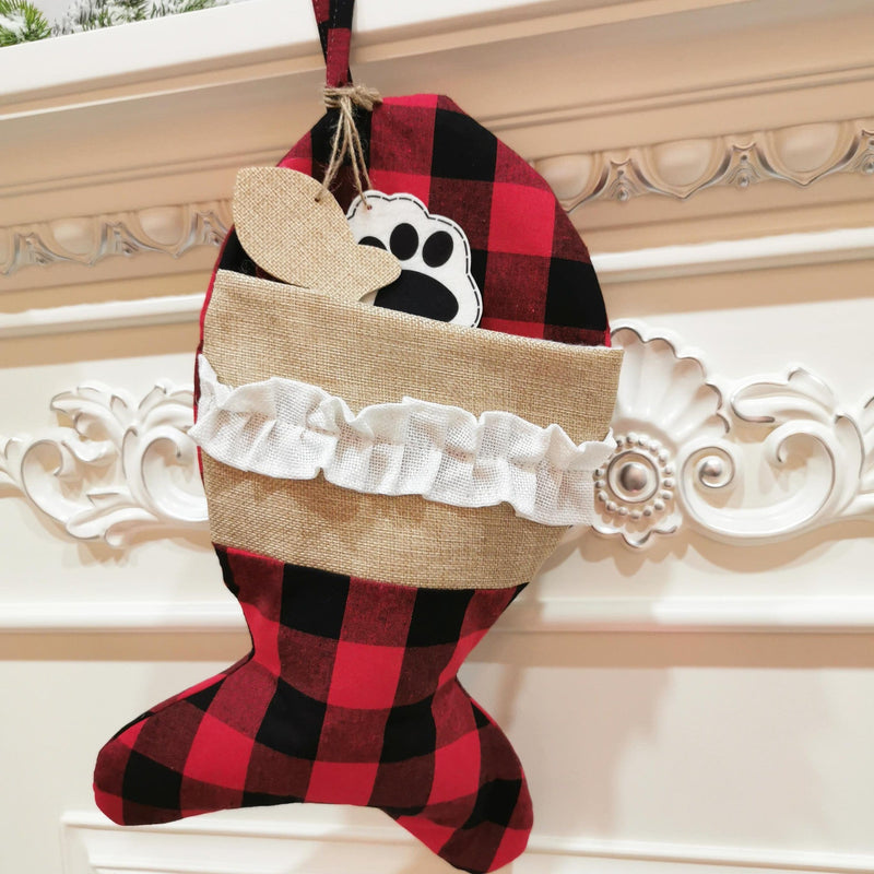 Christmas Pet Socks Gift Bag, Polyester Holiday Stockings-7