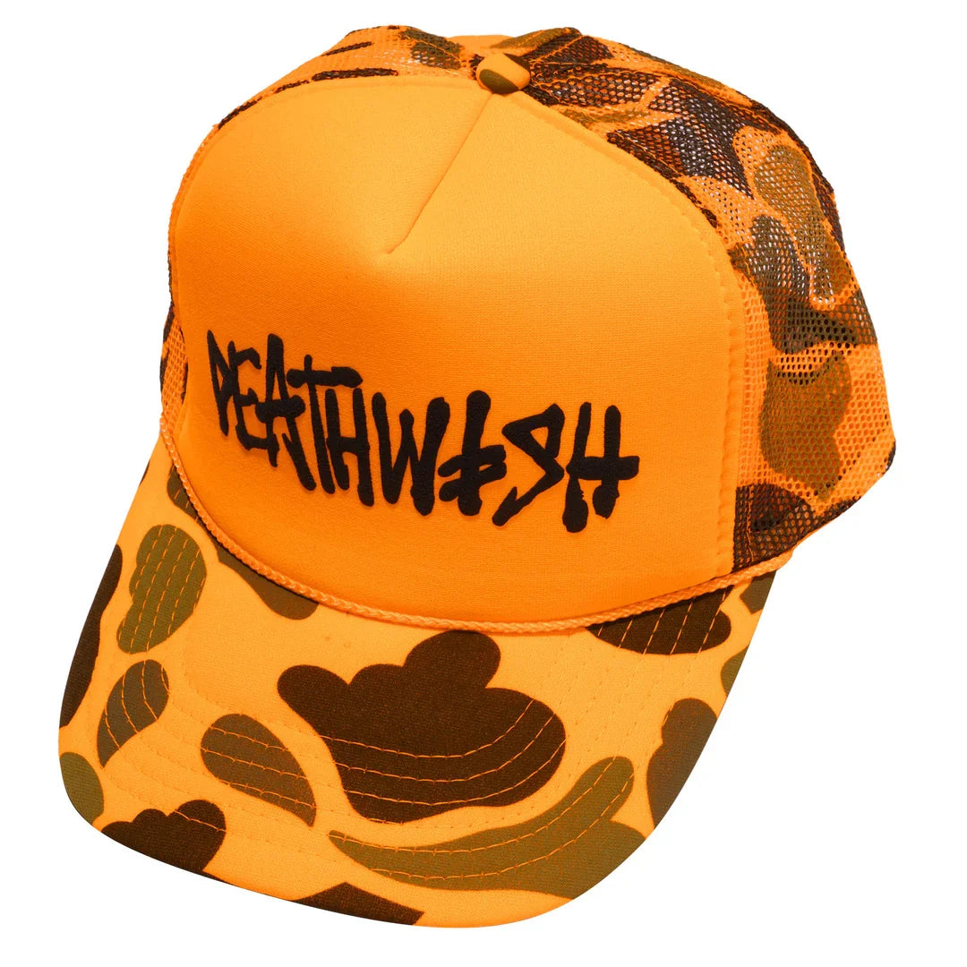 Deathwish 'OG Deathspray' Trucker Cap - Orange Camo-1