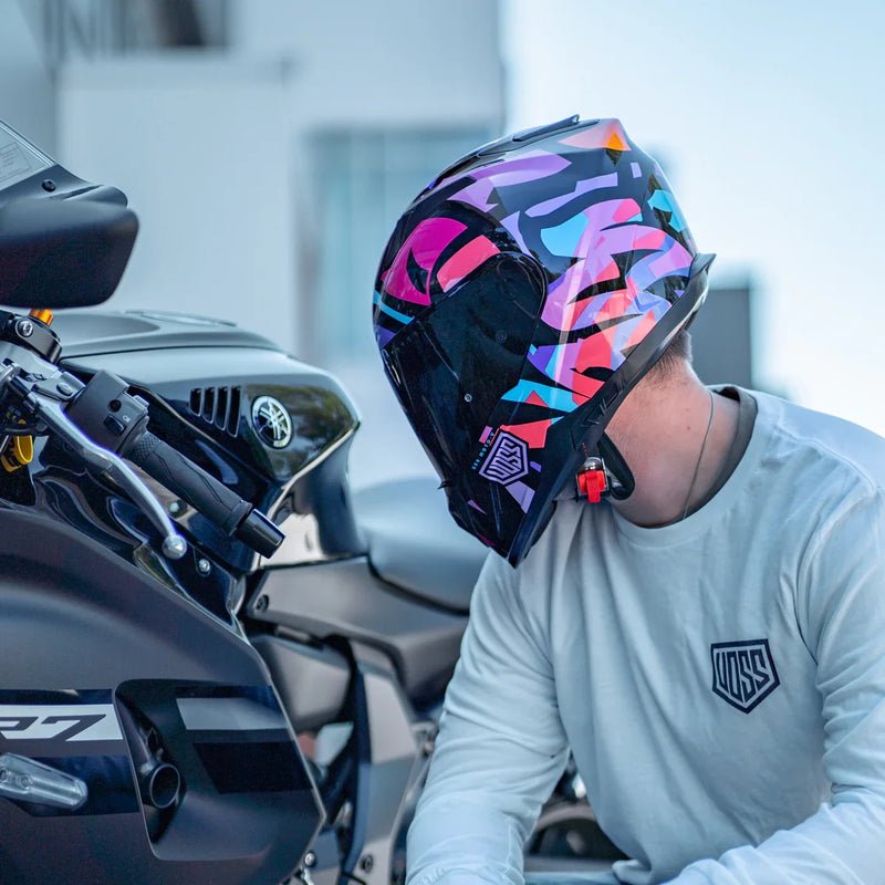 Voss 989 Moto-V TopRockr Full Face Gloss Motorcycle Helmet-4
