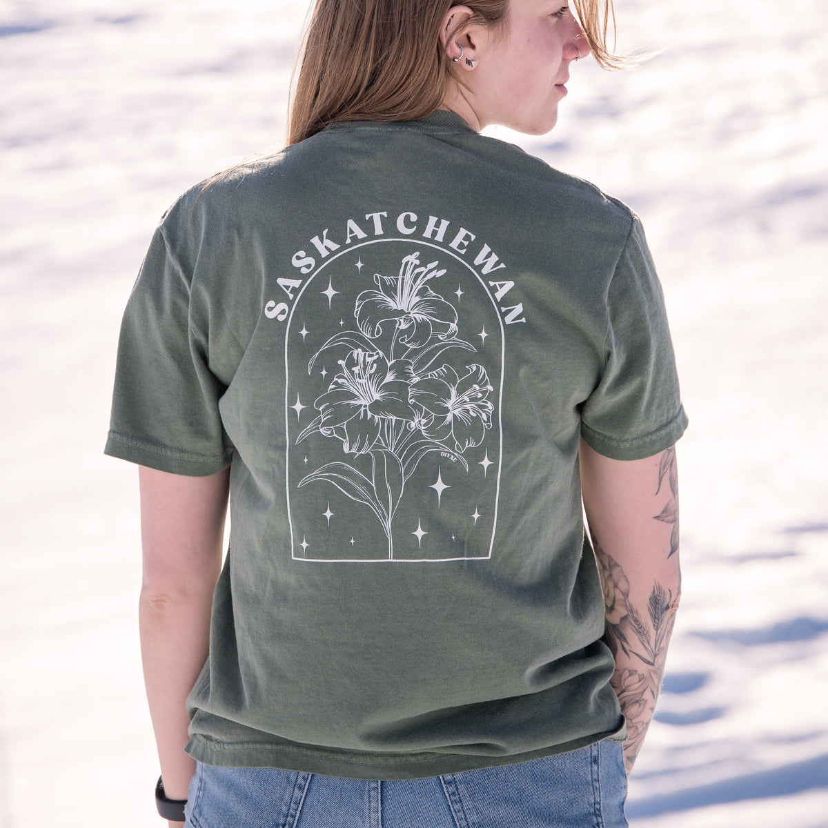 Line Art Prairie Lily Unisex T-shirt | Saskatchewan Apparel-1