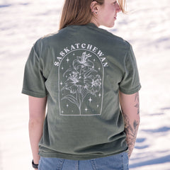 Line Art Prairie Lily Unisex T-shirt | Saskatchewan Apparel-1