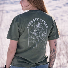 Line Art Prairie Lily Unisex T-shirt | Saskatchewan Apparel-2