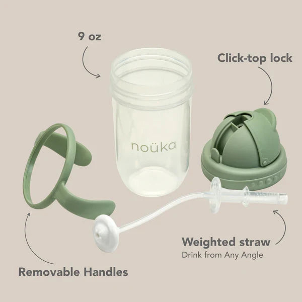 Non-Spill Weighted Straw Cup 9 oz | noüka | Fern-3