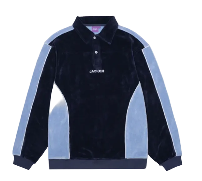 Jacker 'Comfy' Velvet Polo - Blue-1