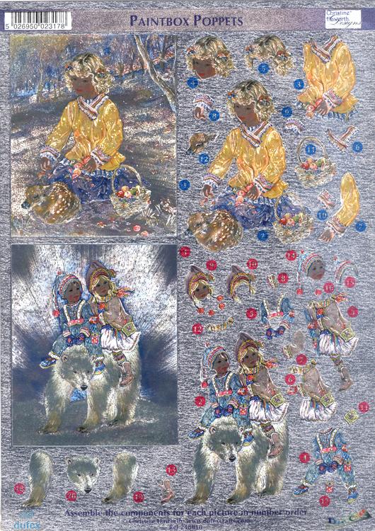 Dufex Metallic 3D Assorted Precut Sheets-Winter Children-16 SHEETS-3