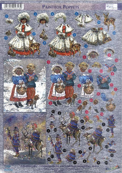 Dufex Metallic 3D Assorted Precut Sheets-Winter Children-16 SHEETS-5
