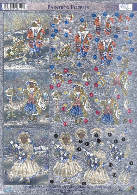 Dufex Metallic 3D Assorted Precut Sheets-Winter Children-16 SHEETS-6