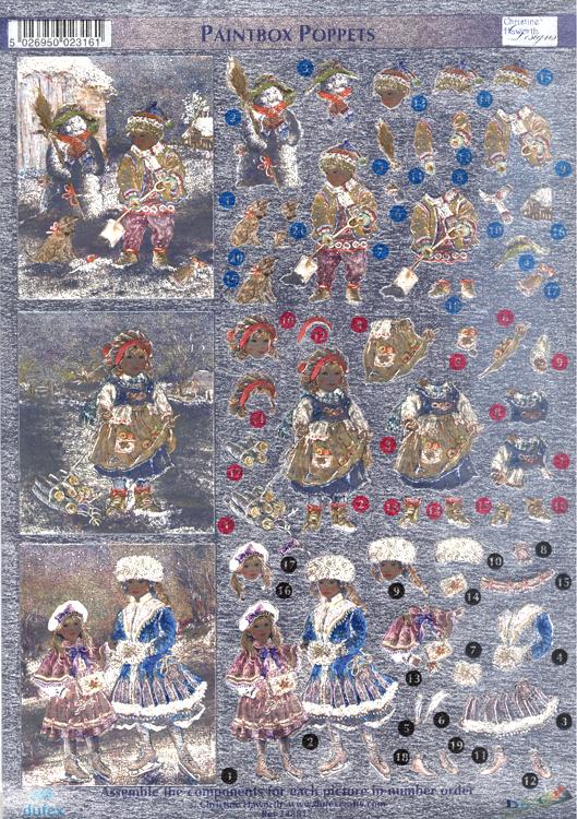 Dufex Metallic 3D Assorted Precut Sheets-Winter Children-16 SHEETS-9
