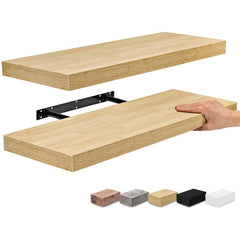 One-Line Floating Wall Shelf – 3-Tier Wooden Bamboo Wall-Mounted Storage Shelf-6
