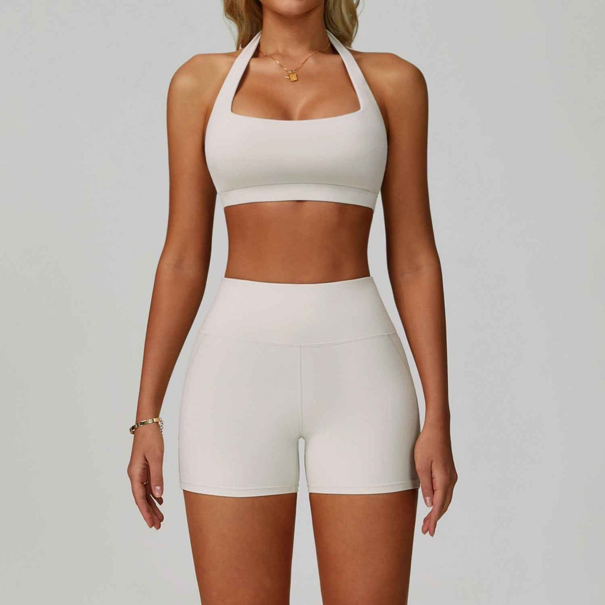 Women’s Backless Halter Yoga Workout Set – Tight-Fit Quick-Dry Activewear-4