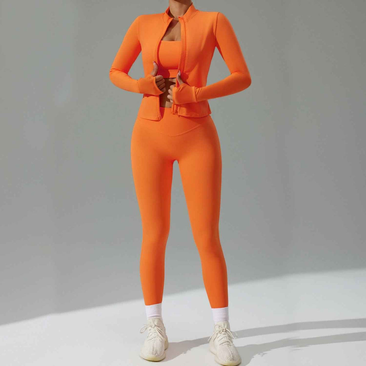 Three-Piece Running & Workout Set – Quick-Dry Sportswear with Cardigan-2