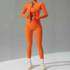 Three-Piece Running & Workout Set – Quick-Dry Sportswear with Cardigan-2