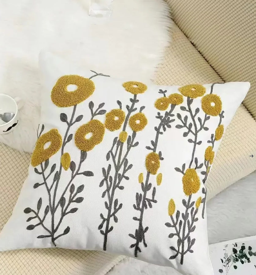 Decorative Floral Embroidered Pillow Cover-12